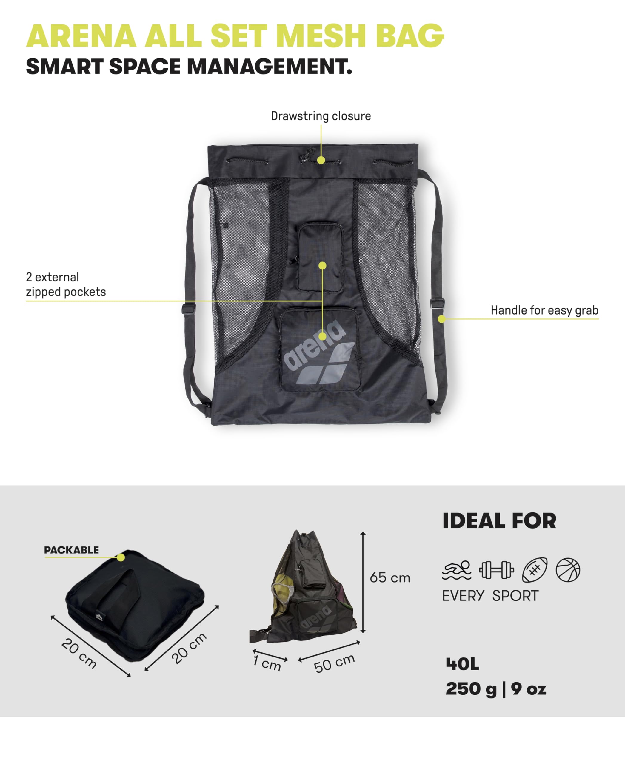 Amazon.com: ARENA All Set Swim Sack Mesh Bag Pool Beach Gear